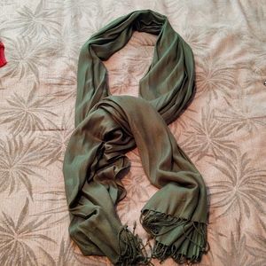 Olive Green Tassle Bottom Scarf